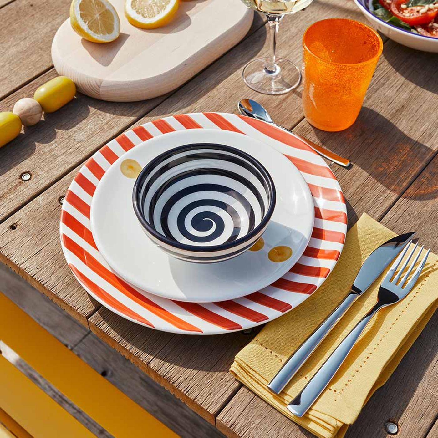 Assiette à dessert pois dolce vita jaune 20 cm